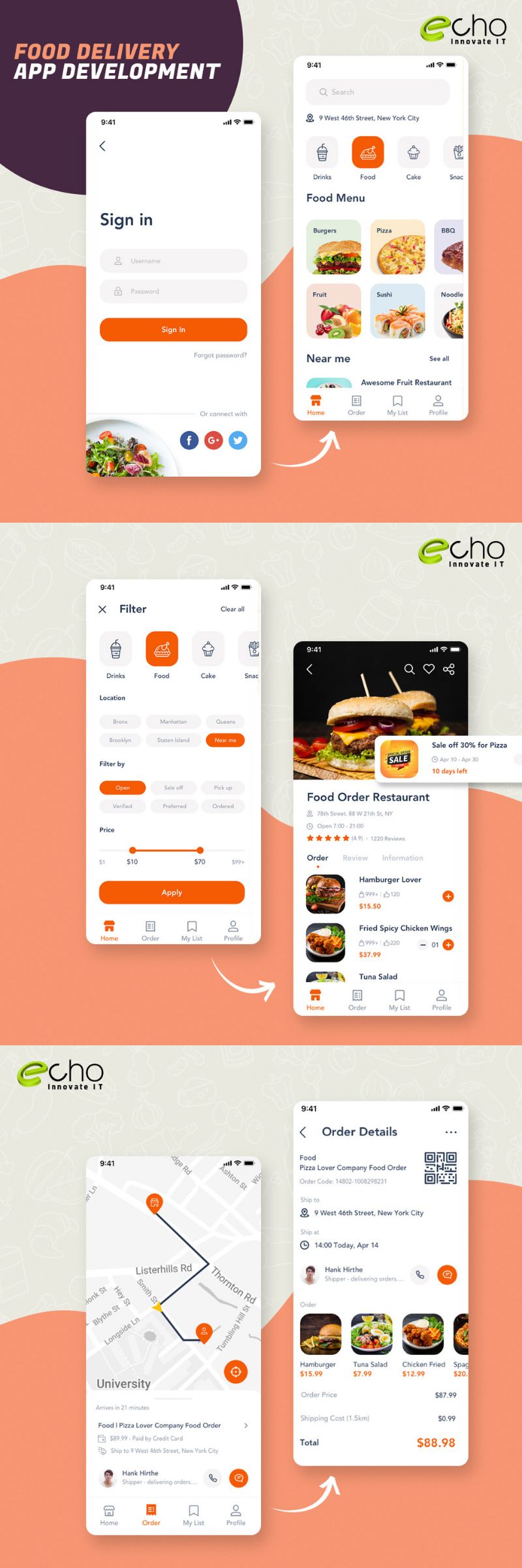 food delivery app development and design