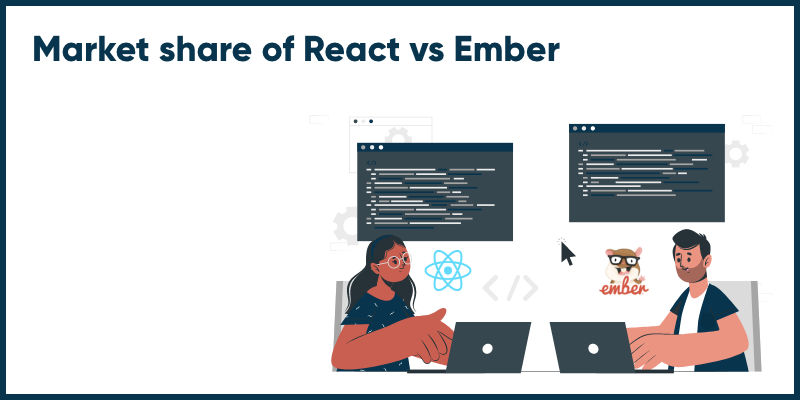 Market share of React vs Ember