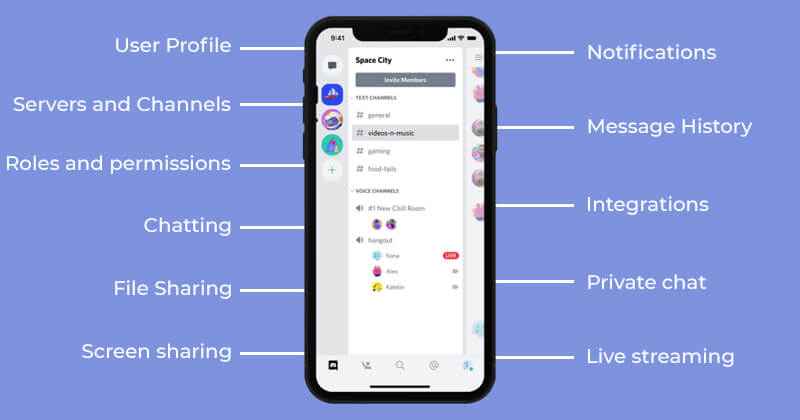 features for creating an app like Discord
